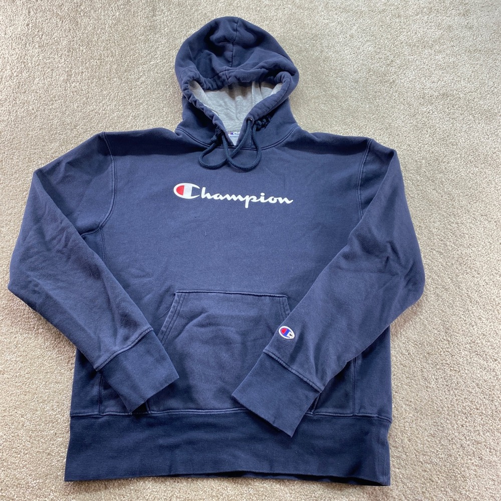 Champion‎ Sweatshirt Mens Size Medium Navy Blue Hoodie Authentic Athleticwear